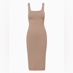 Aritzia Contour Squareneck Midi Dress in Deep Taupe